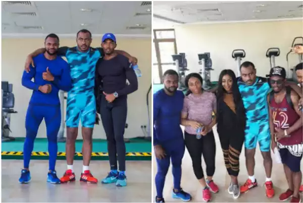 Gym Turns Celebrity Quarter As Kemen Hangs Out With Ini Edo, Vincent Enyeama See Photo